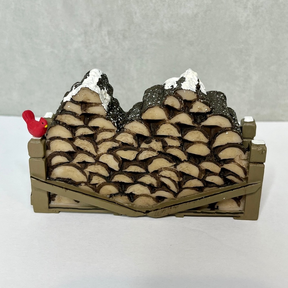 Department 56 Christmas Village Wooden Log Pile Cardinal Bird 56.52665 Landscape